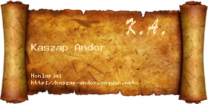 Kaszap Andor névjegykártya
