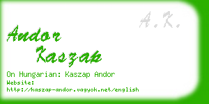 andor kaszap business card